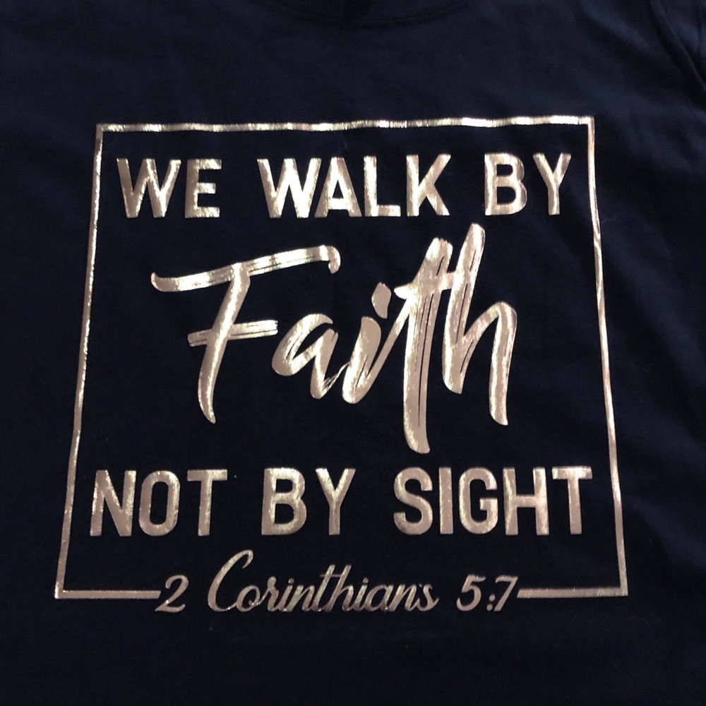 Christian Womens T Shirt Walk By Faith Graphic Tee - Picture 7 of 10